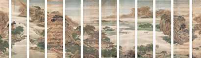 袁耀 甲午（1774年）作 山水 通景十二屏